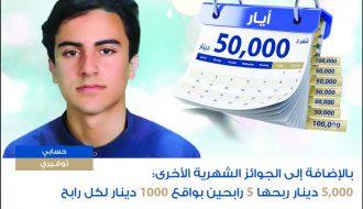 بنك الإسكان فروع فلسطين يعلن عن الرابح بجائزة ال 50 ألف دينار عن شهر أيار 2018